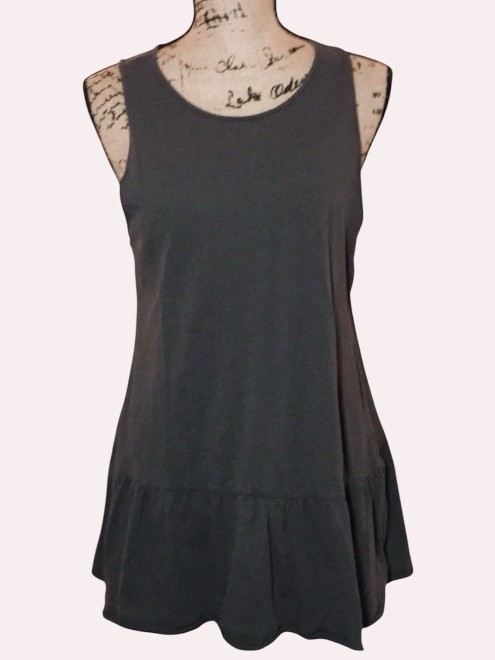 FREE PEOPLE Ruffle Tank Top Tunic MEDIUM Gray - Picture 4 of 8